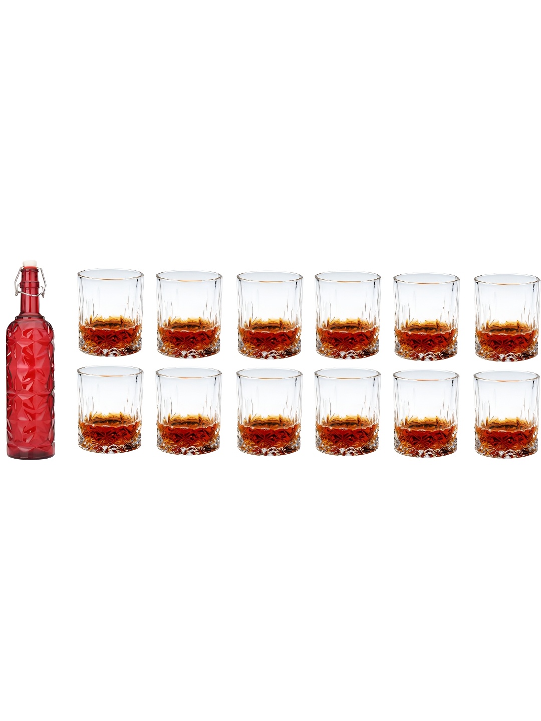 

Afast Red & Transparent 13 Pieces Glass Water Bottle & Glasses