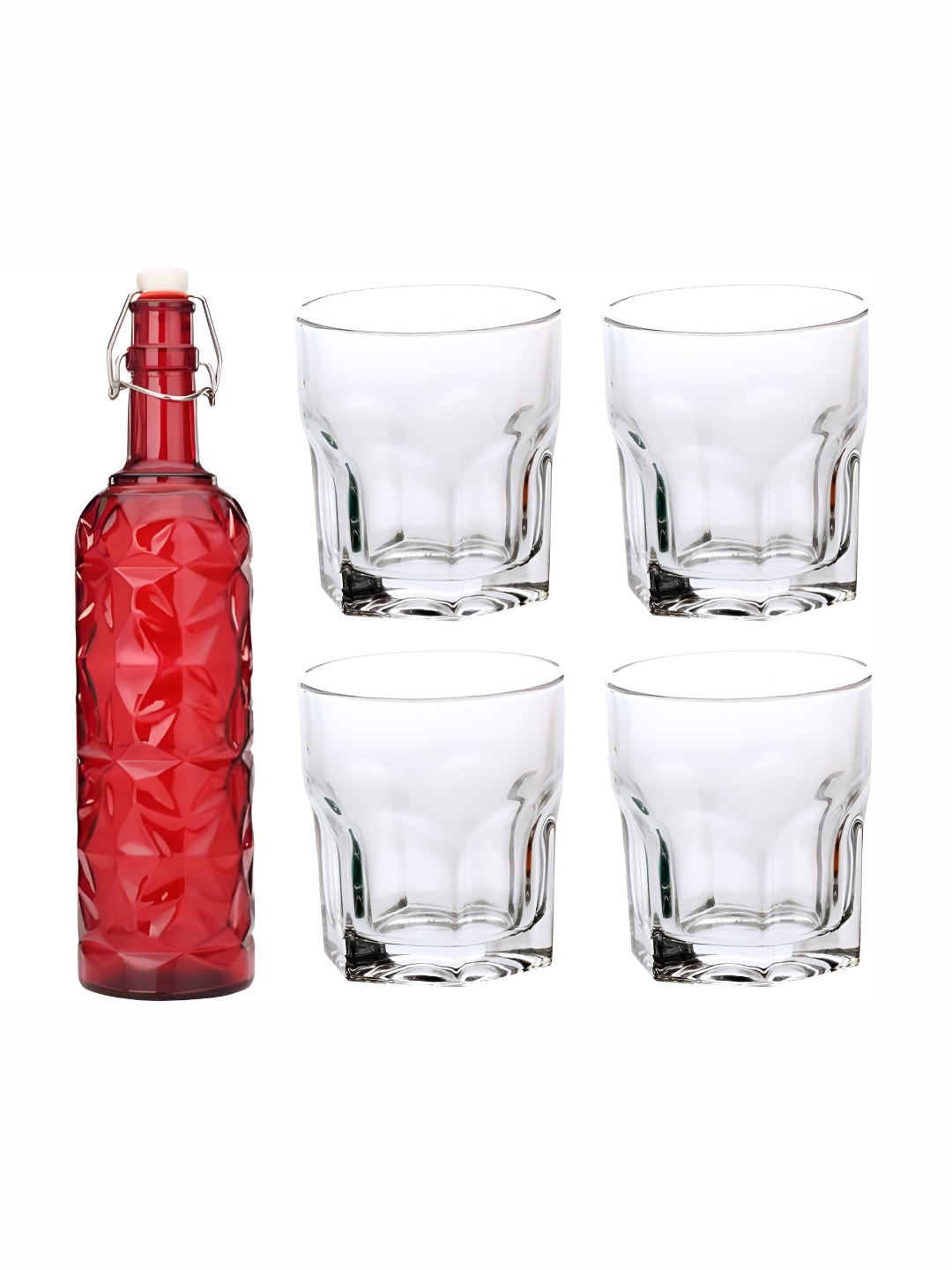 

Afast Red & Transparent 5 Pieces Shot Glass Water Bottle & Glasses