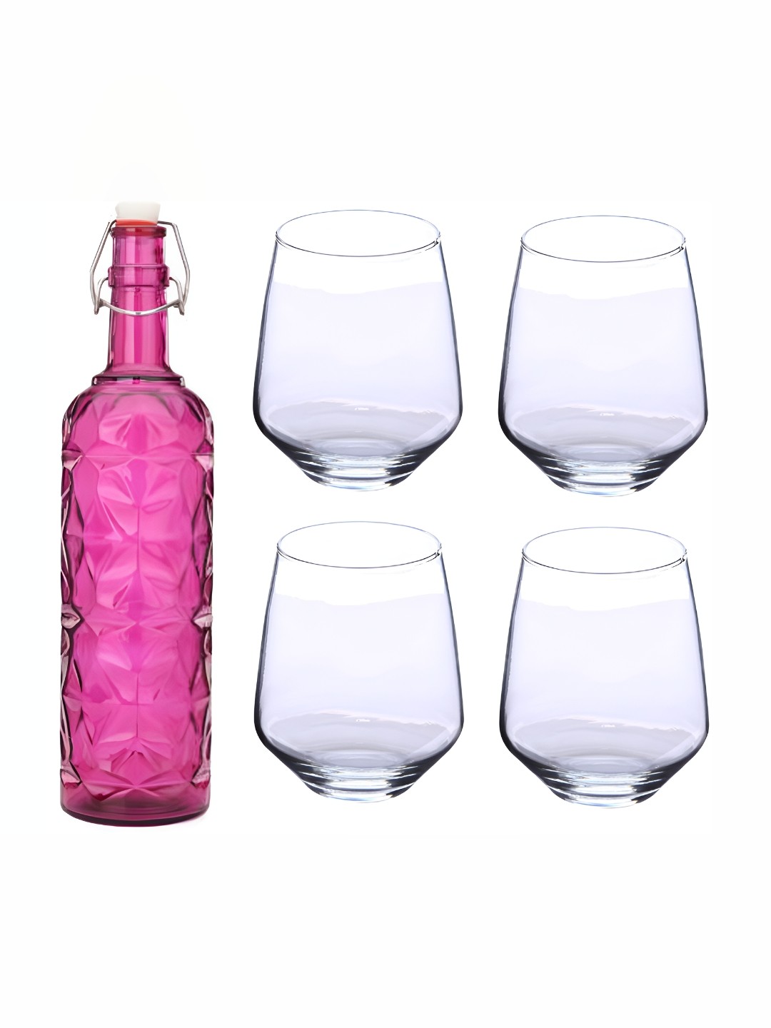 

Afast Pink & Transparent 5 Pieces Glass Water Bottle & Glasses