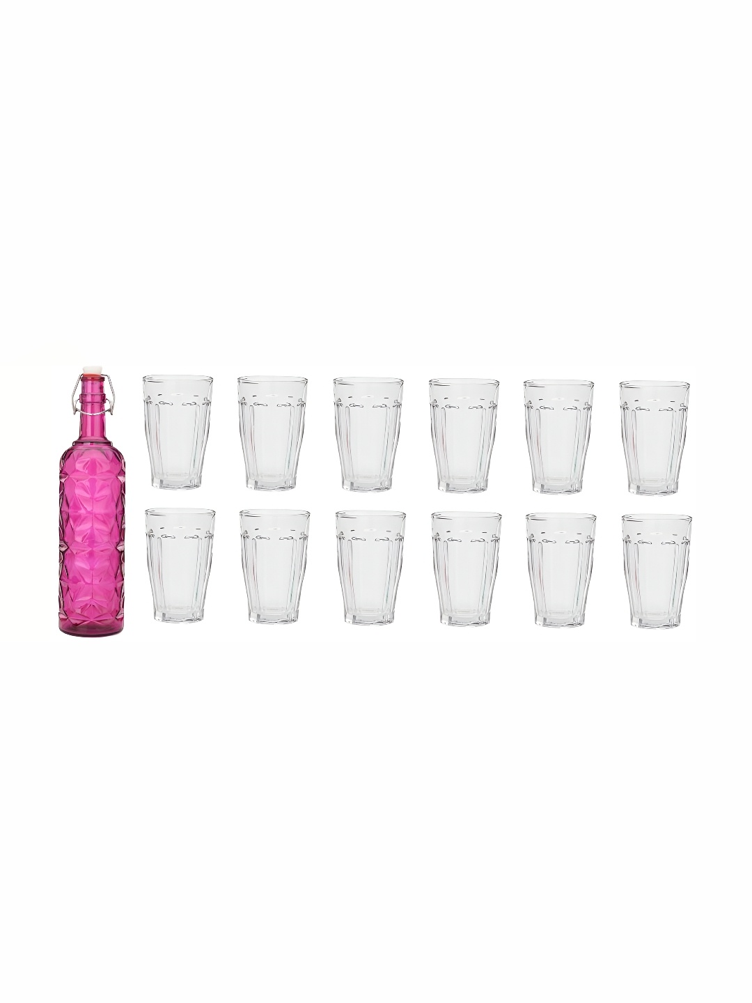 

Afast Pink & Transparent 13 Pieces Glass Water Bottle & Glasses