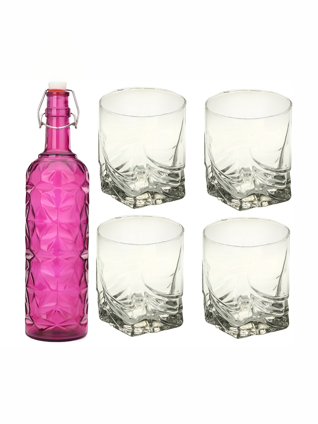 

Afast Pink & Transparent 5 Pieces Glass Water Bottle & Glasses