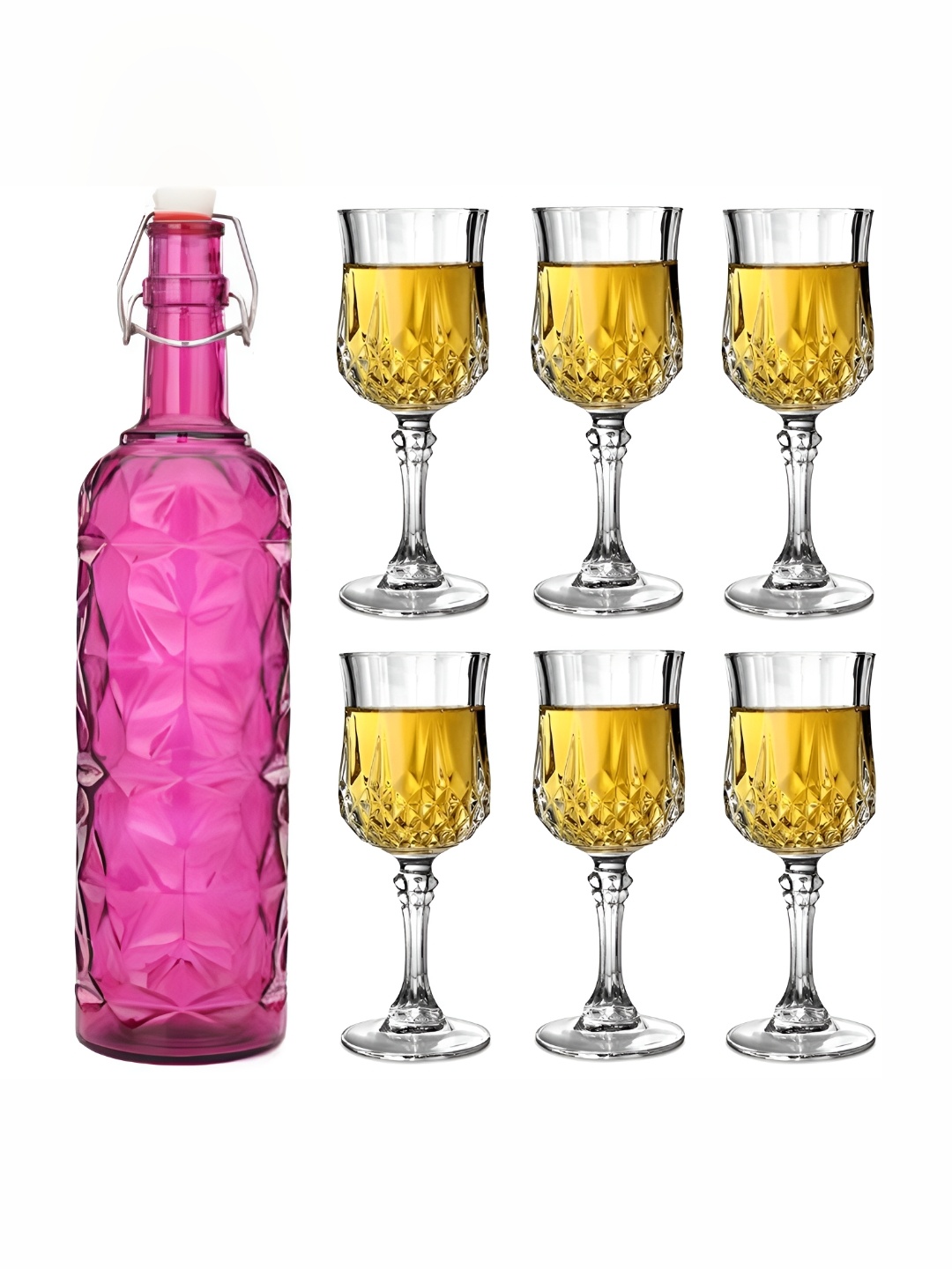 

Afast Pink & Transparent 7 Pieces Glass Water Bottle & Glasses