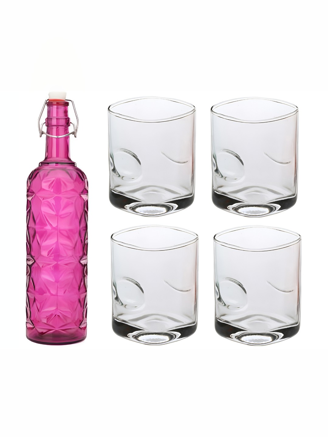 

Afast Pink & Transparent 5 Pieces Glass Water Bottle & Glasses