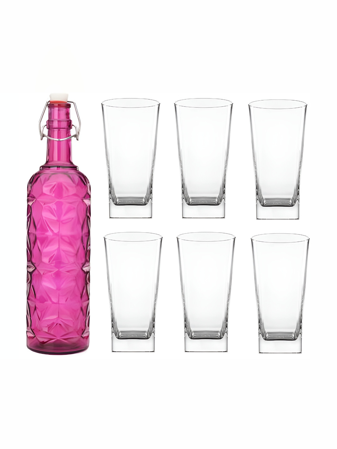 

Afast Pink & Transparent 7-Pcs Glass Water Bottle & Glasses