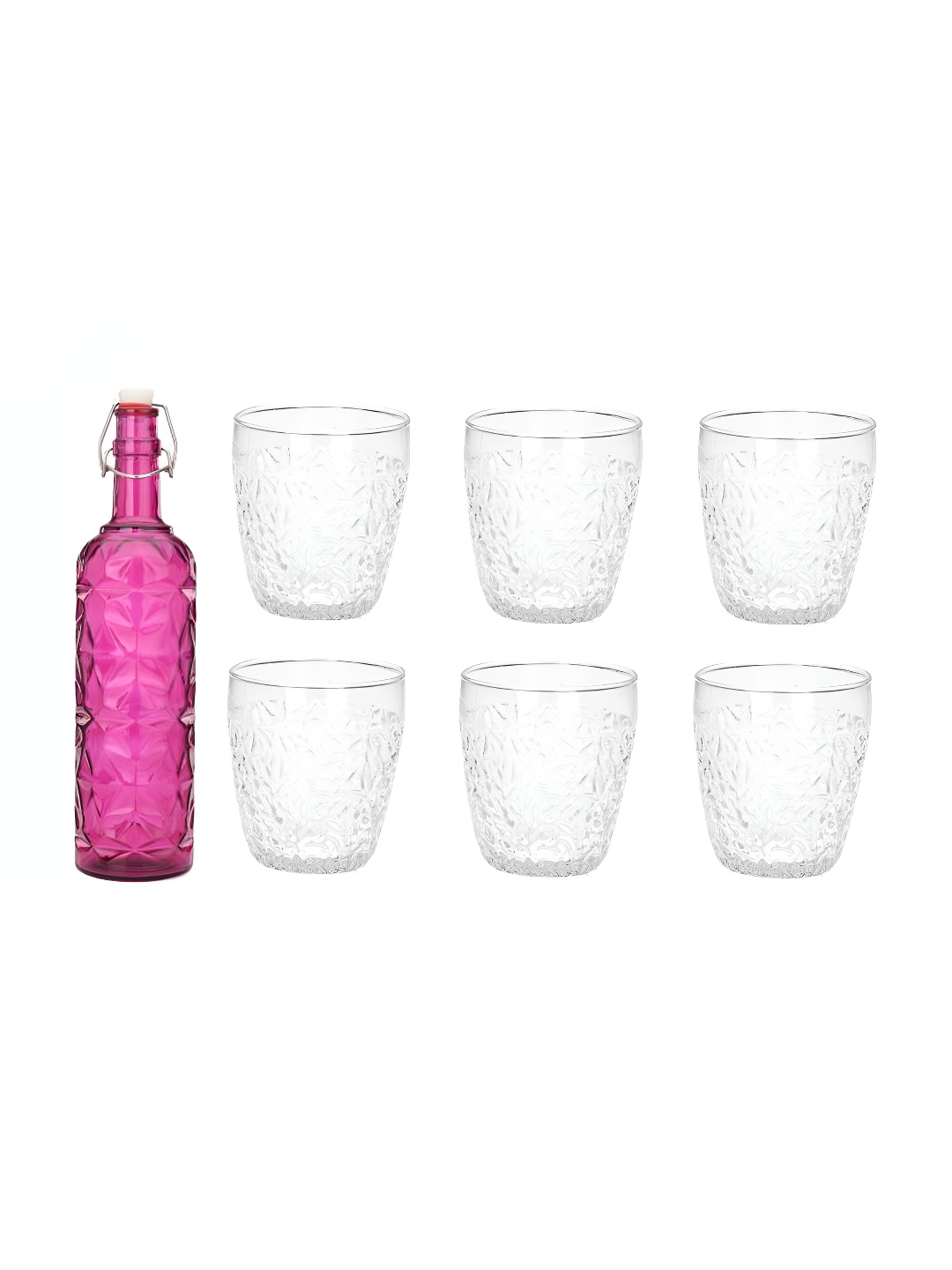 

Afast Pink & Transparent 7 Pcs Glasses With Water Bottle
