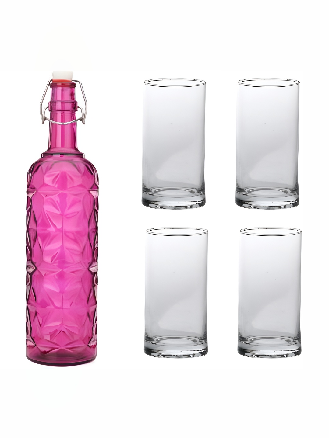 

Afast Pink & Transparent 5 Pcs Glasses With Water Bottle