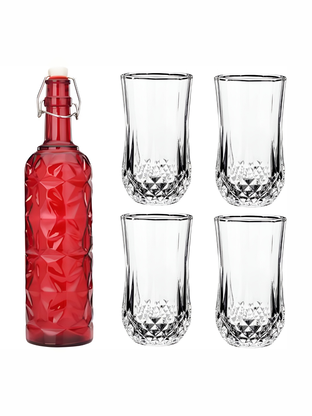 

Afast Red & Transparent 5 Pcs Glasses With Water Bottle
