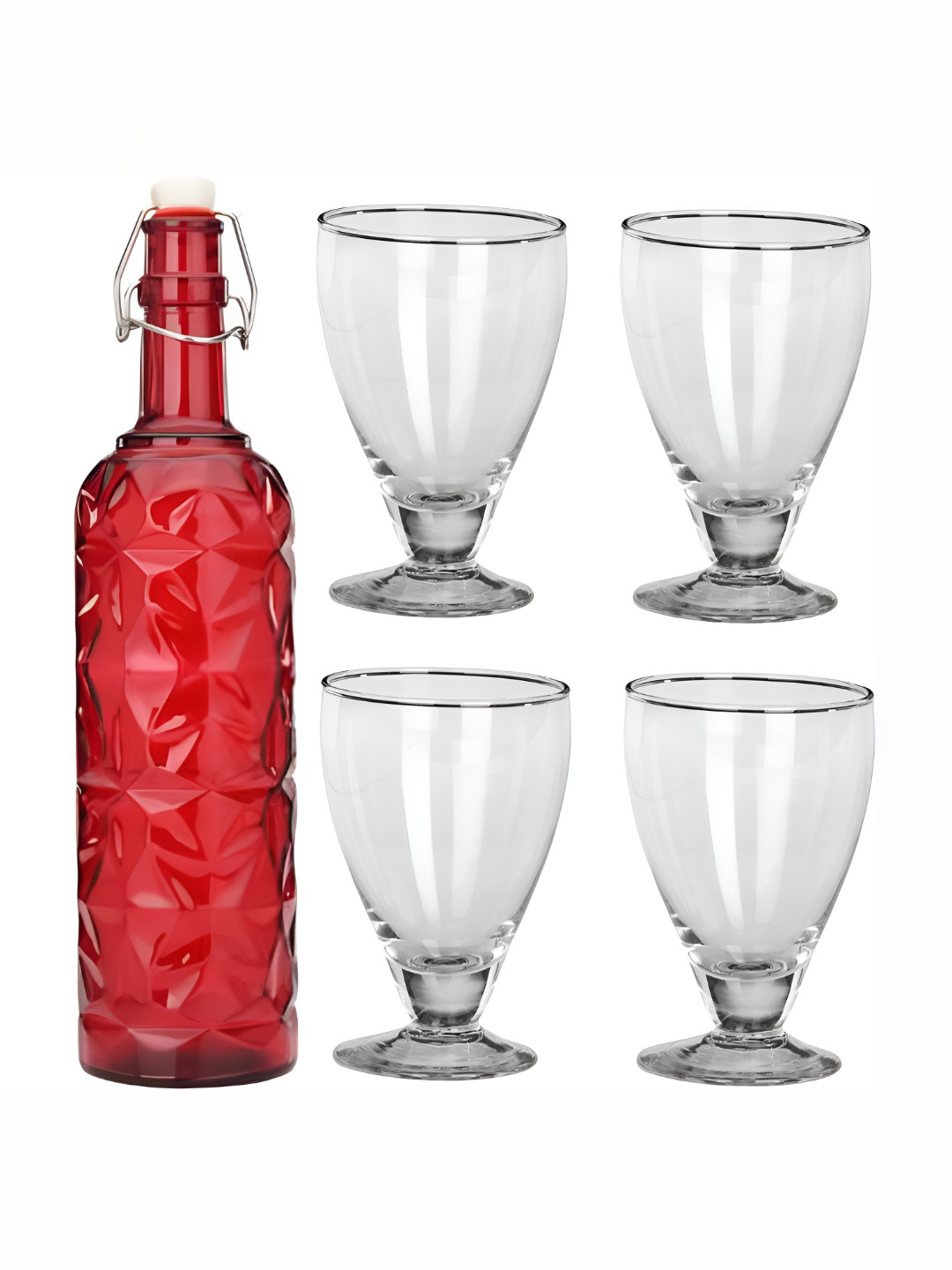

Afast Red & Transparent 5 Pcs Glasses With Water Bottle