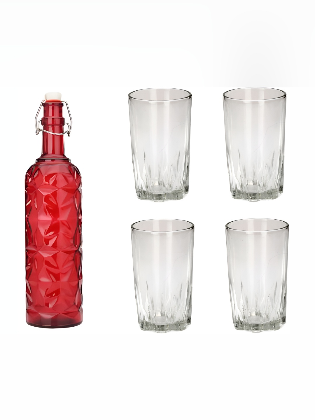 

Afast Red & Transparent 5 Pcs Glasses With Water Bottle