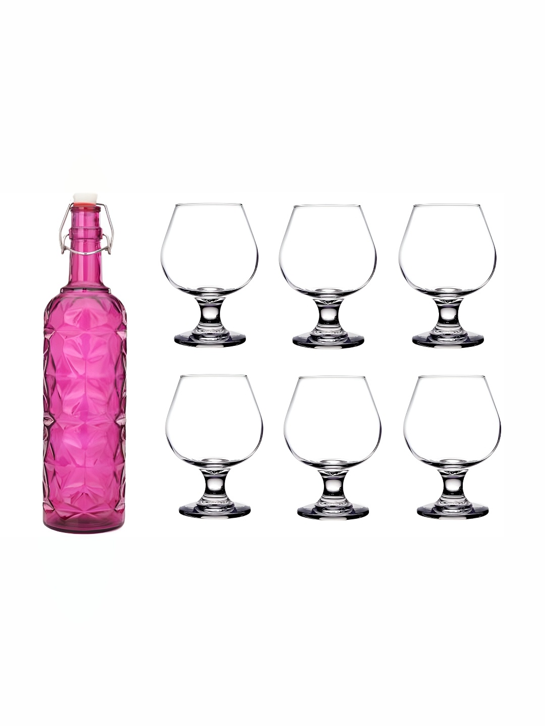 

Afast Pink & Transparent 7 Pcs Glasses With Water Bottle