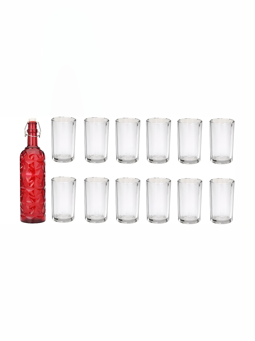 

Afast Red Transparent 13 Pieces Water Bottle With Glasses Set