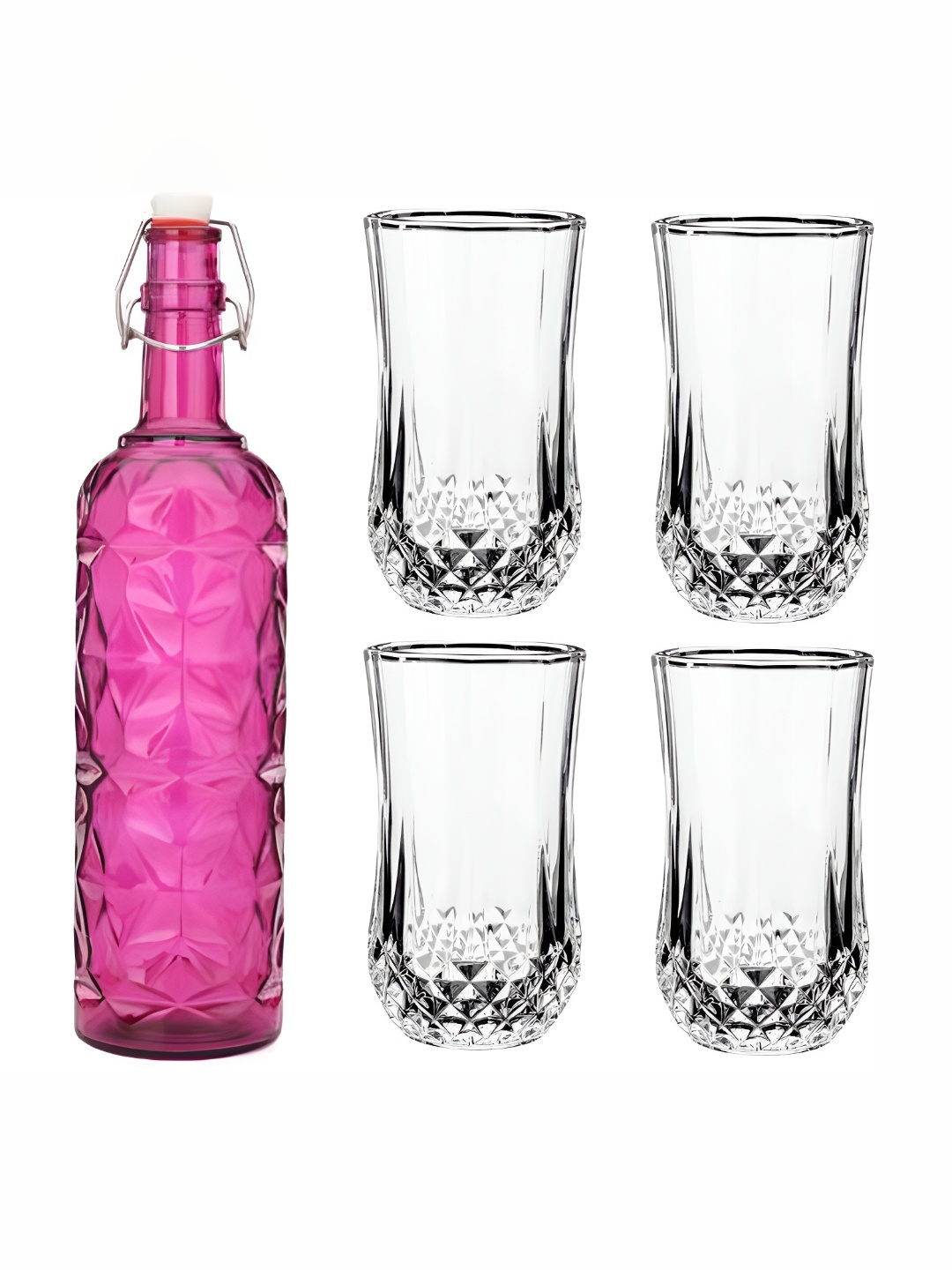 

Afast Pink Transparent 5 Pieces Water Bottle With Glasses Set