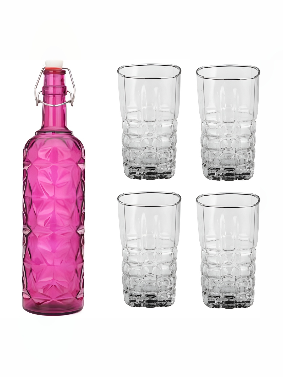 

Afast Pink & Transparent 5 Pieces Glasses & Bottle Set