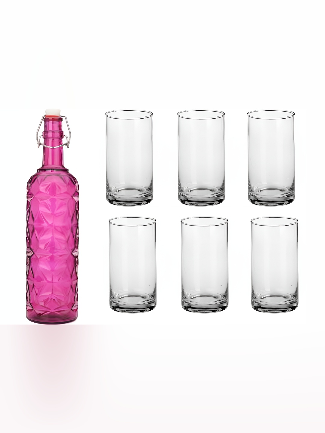 

Afast Pink Transparent 7 Pieces Water Bottle With Glasses Set