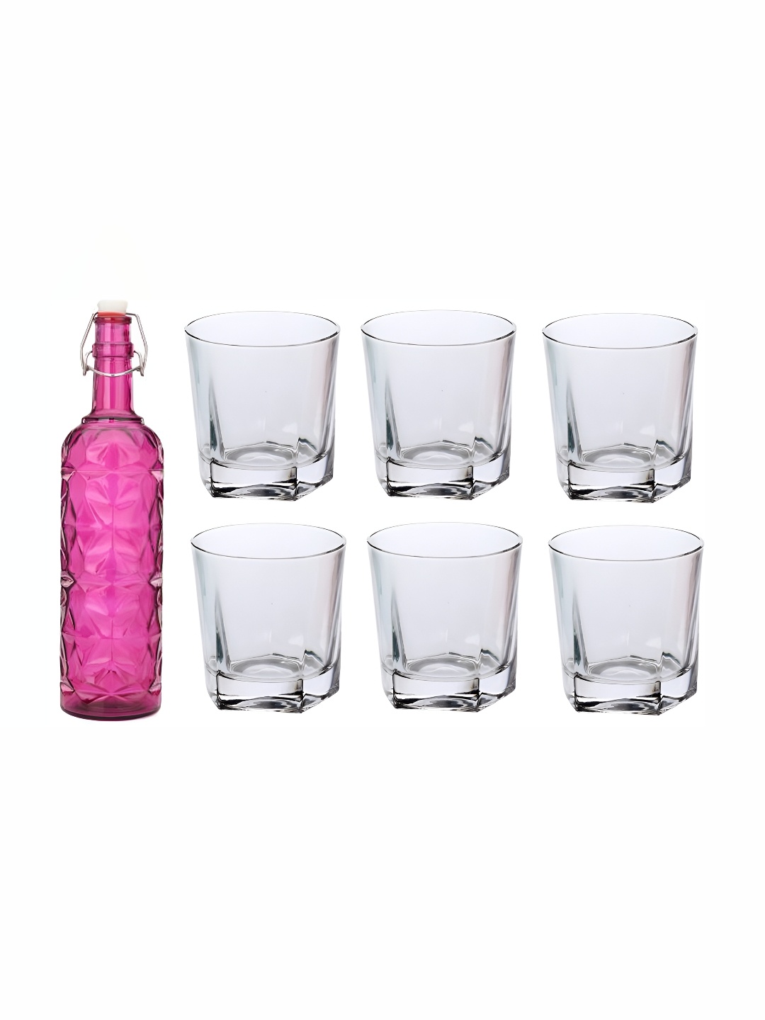 

Afast Pink Transparent 7 Pieces Water Bottle With Glasses Set