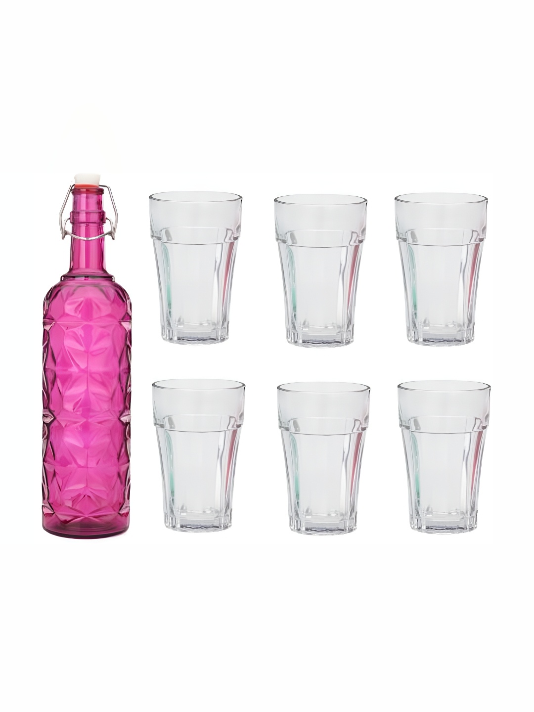 

Afast Pink Transparent 7 Pieces Water Bottle With Glasses Set