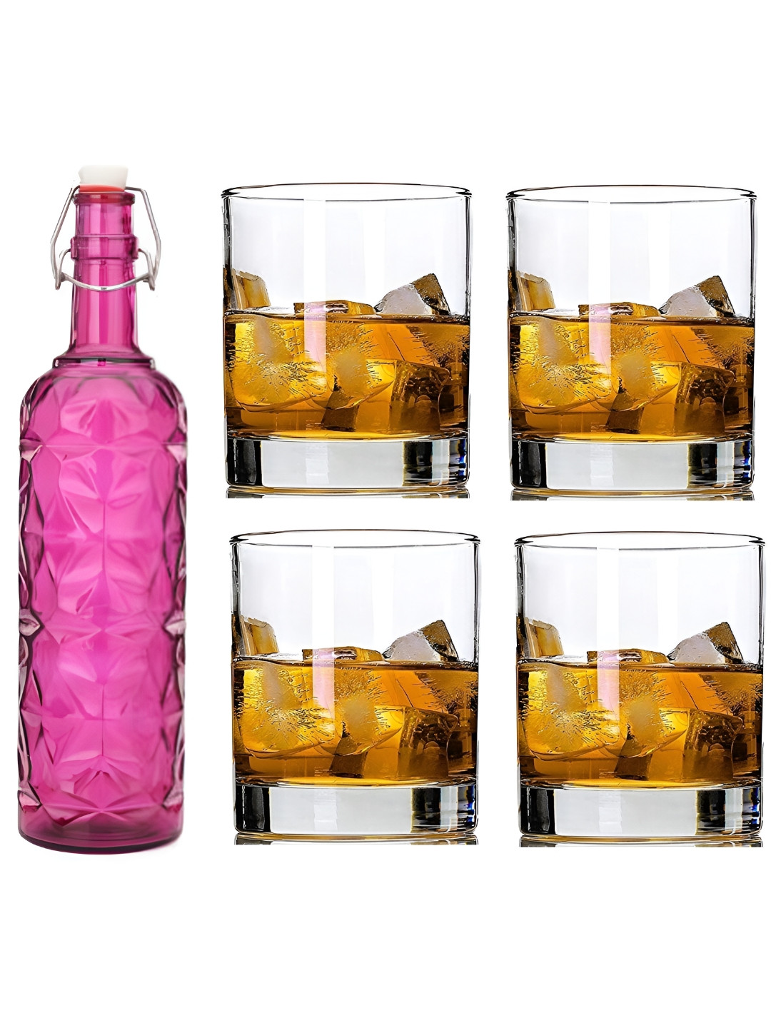 

Afast Pink & Transparent 5-Pcs Glass Glasses With Water Bottle Set