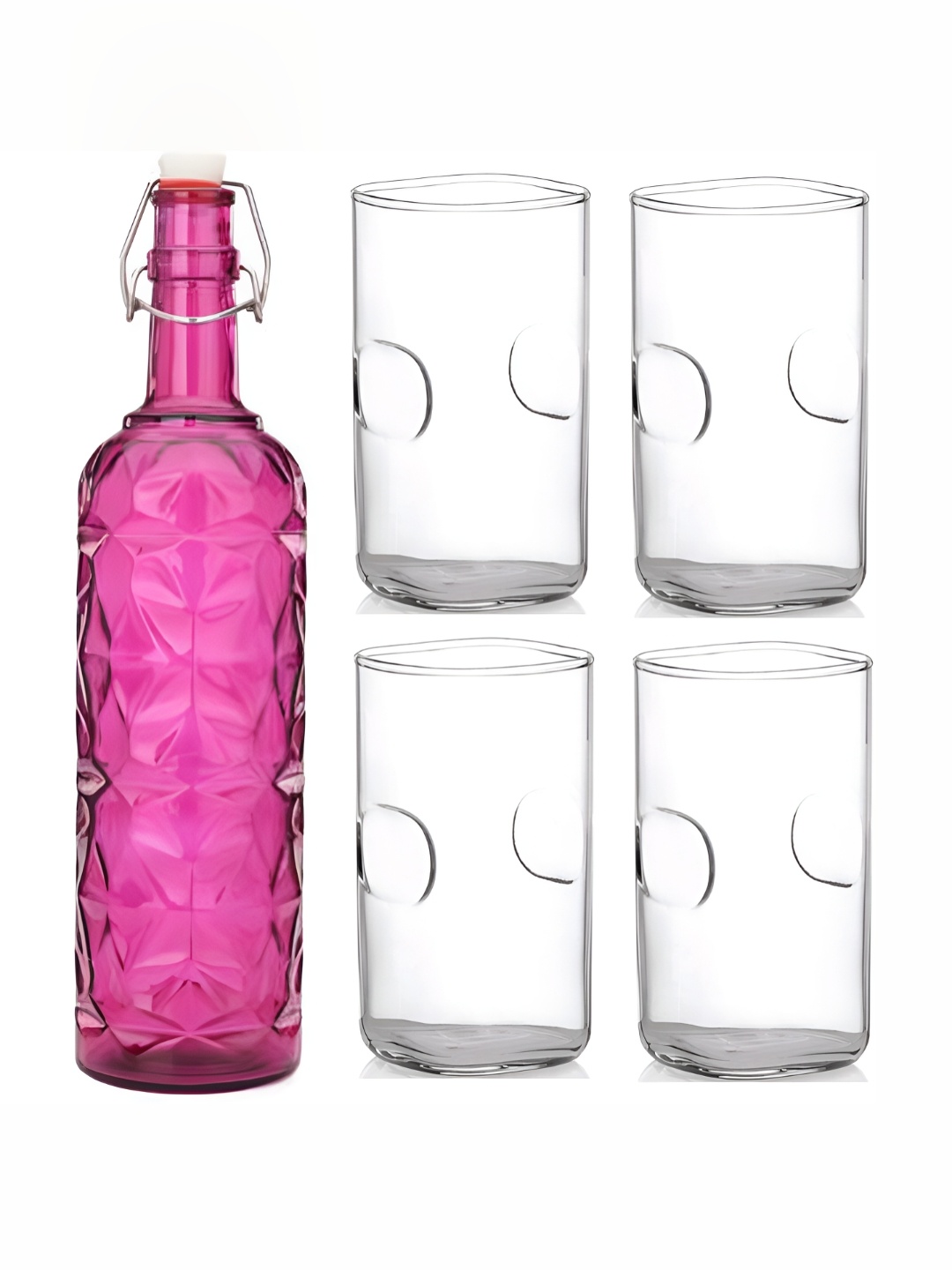

Afast Pink & Transparent 5-Pcs Glass Glasses With Water Bottle Set