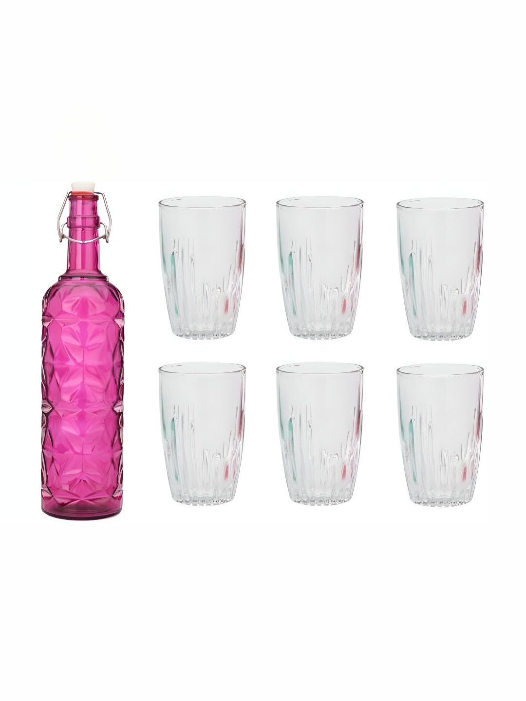 

Afast Pink & Transparent 7-Pcs Glass Glasses With Water Bottle Set