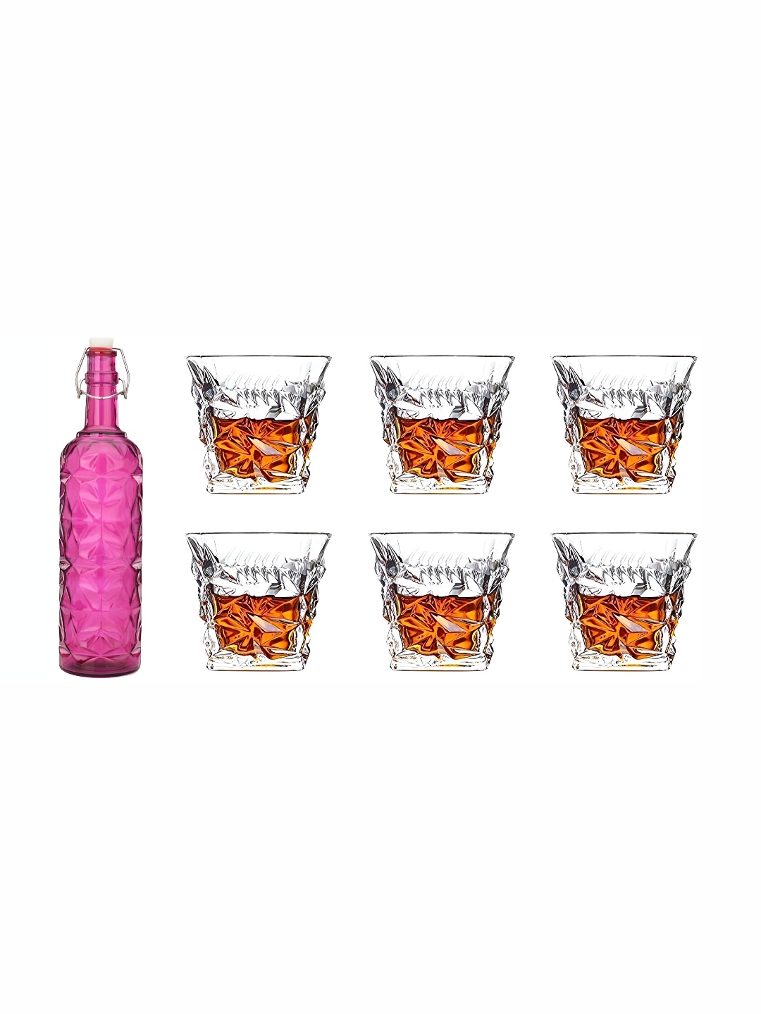 

Afast Pink & Transparent 7-Pcs Glass Glasses With Water Bottle Set