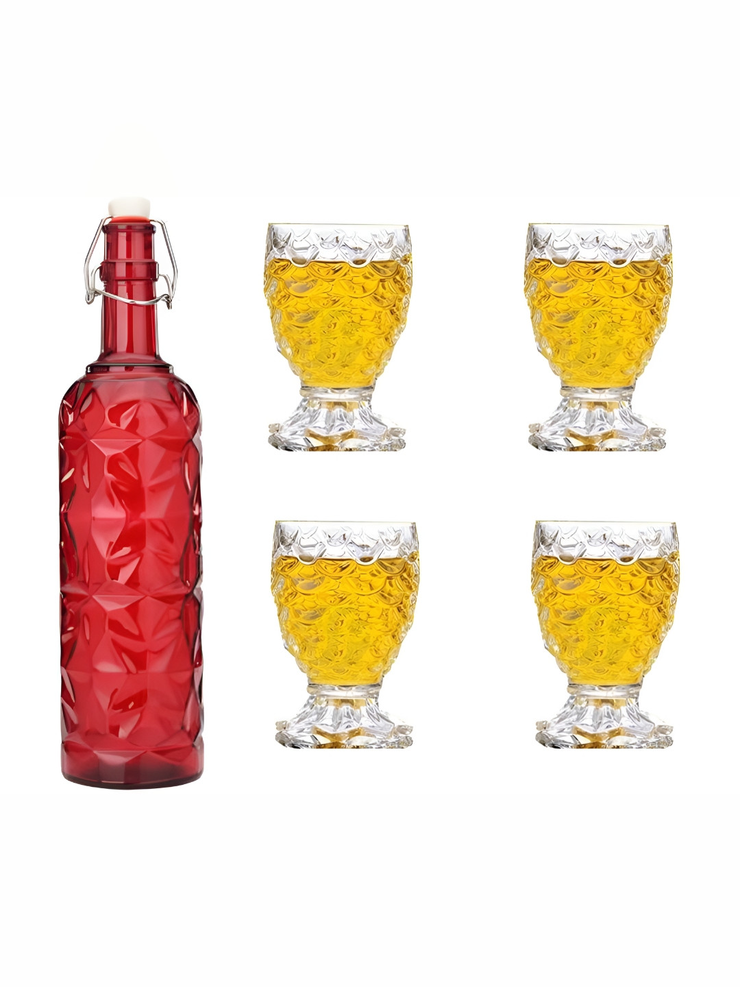 

Afast Red & Transparent 5 Pieces Glasses With Water Bottle Set