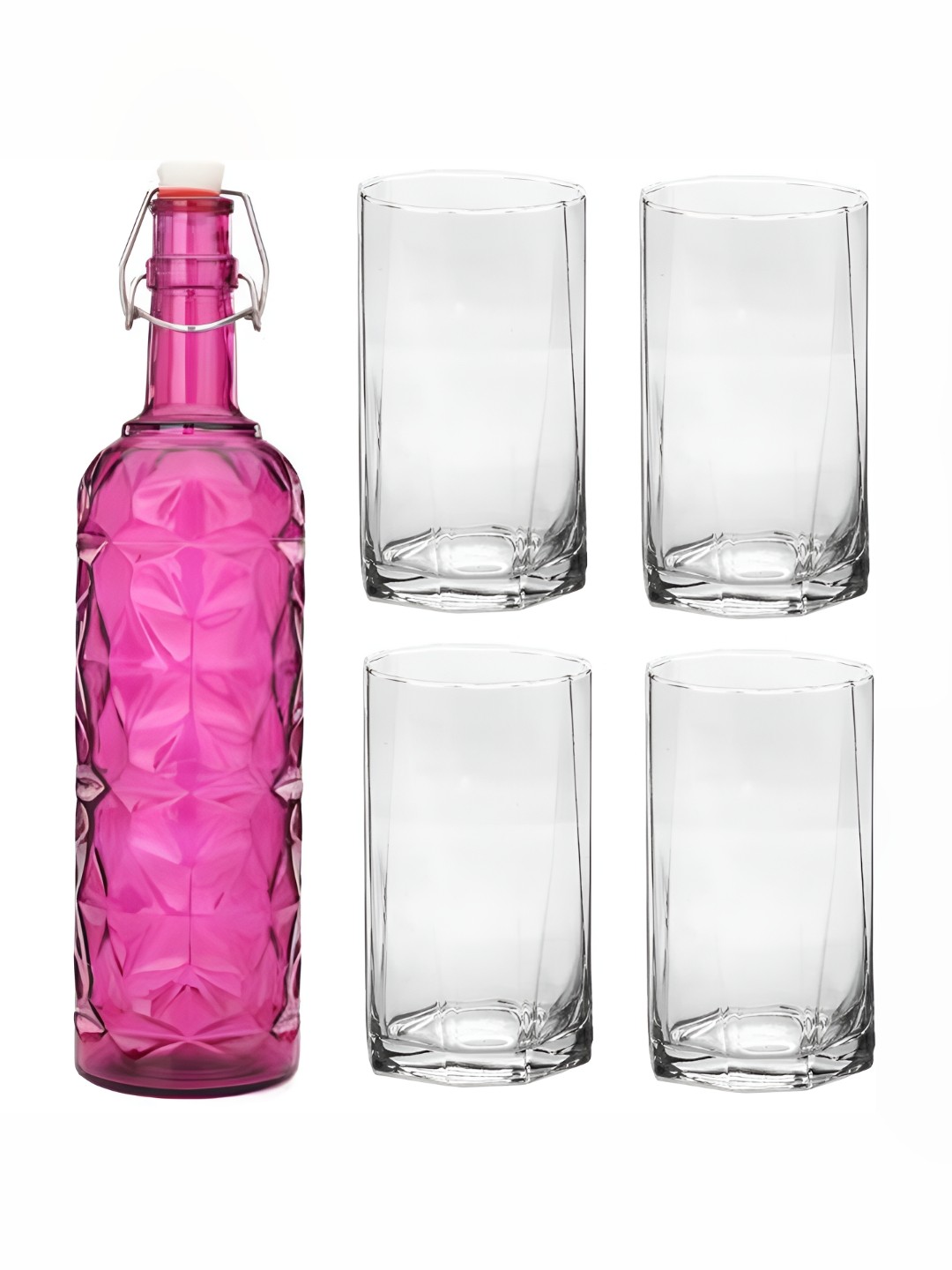

Afast Pink & Transparent 5 Pieces Glasses & Bottle Set