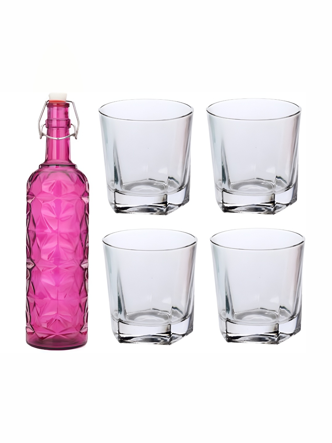 

Afast Pink & Transparent 5 Pieces Glasses & Bottle Set