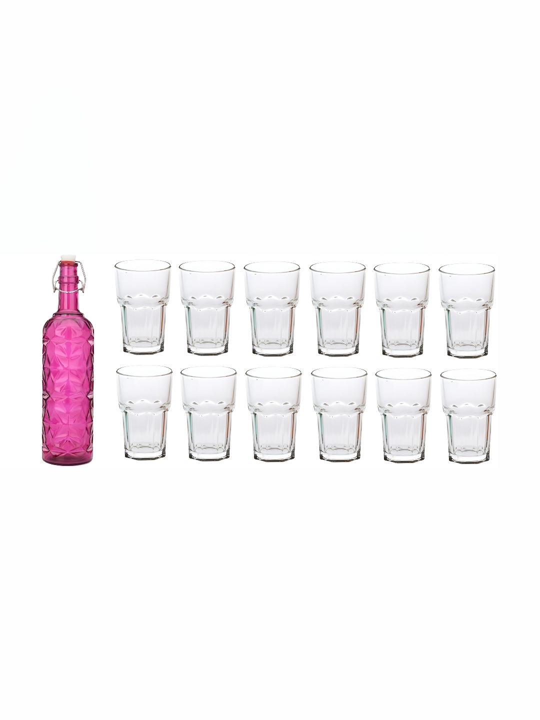 

Afast Pink & Transparent 13 Pieces Water Or Juice Glasses With Water Bottle