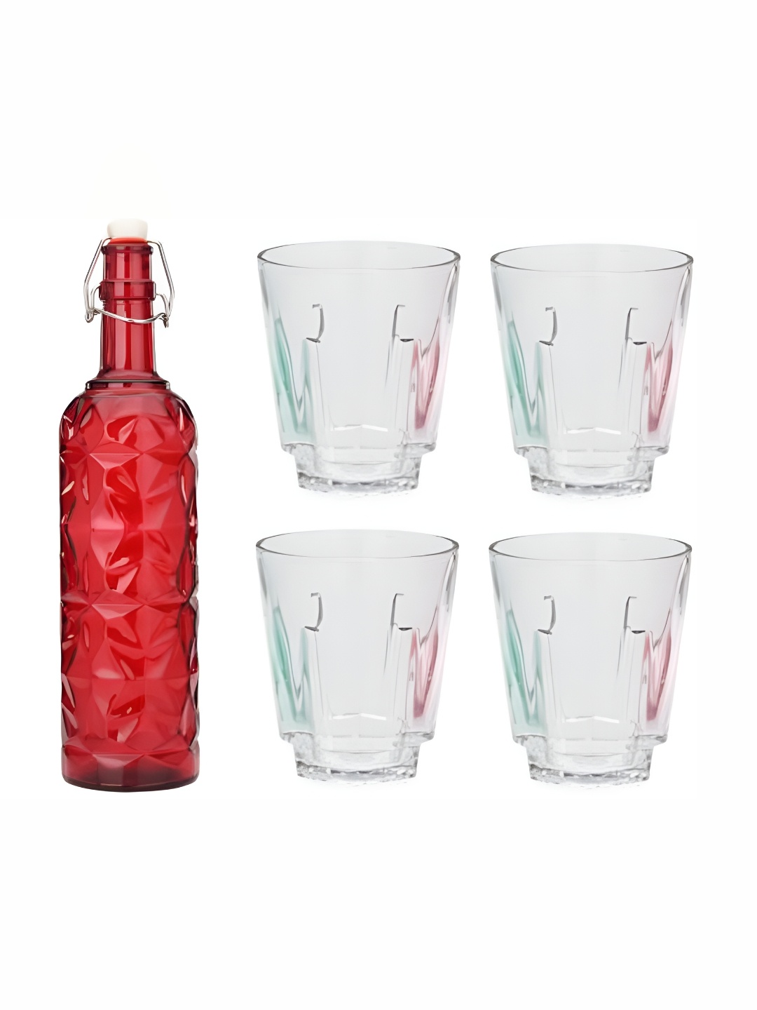 

Afast Red & Transparent 5 Pieces Water Or Juice Glasses With Water Bottle