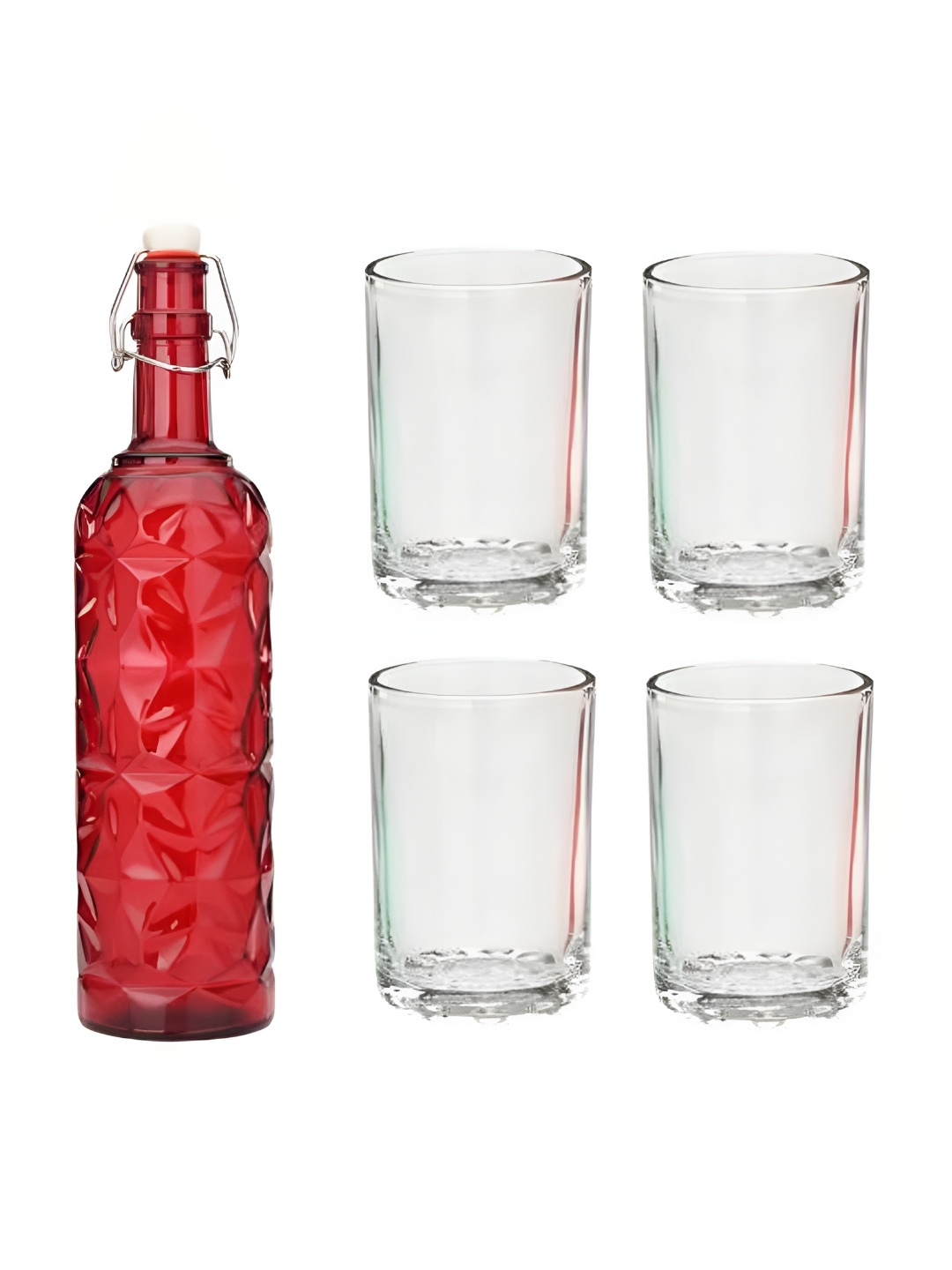 

Afast Red & Transparent 5 Pieces Water Or Juice Glasses With Water Bottle