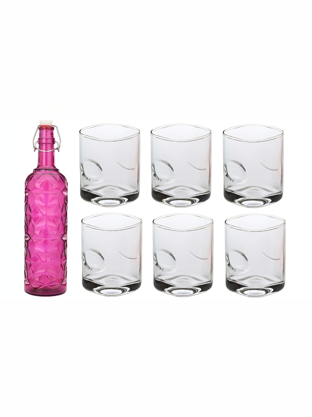 

Afast 7 Pieces Pink & Transparent Glasses With Water Bottle