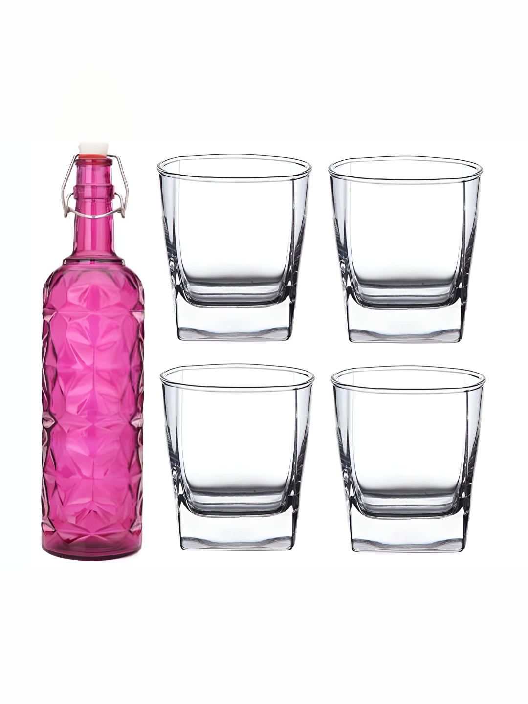 

Afast Pink & Transparent 5 Pieces Glasses & Bottle Set