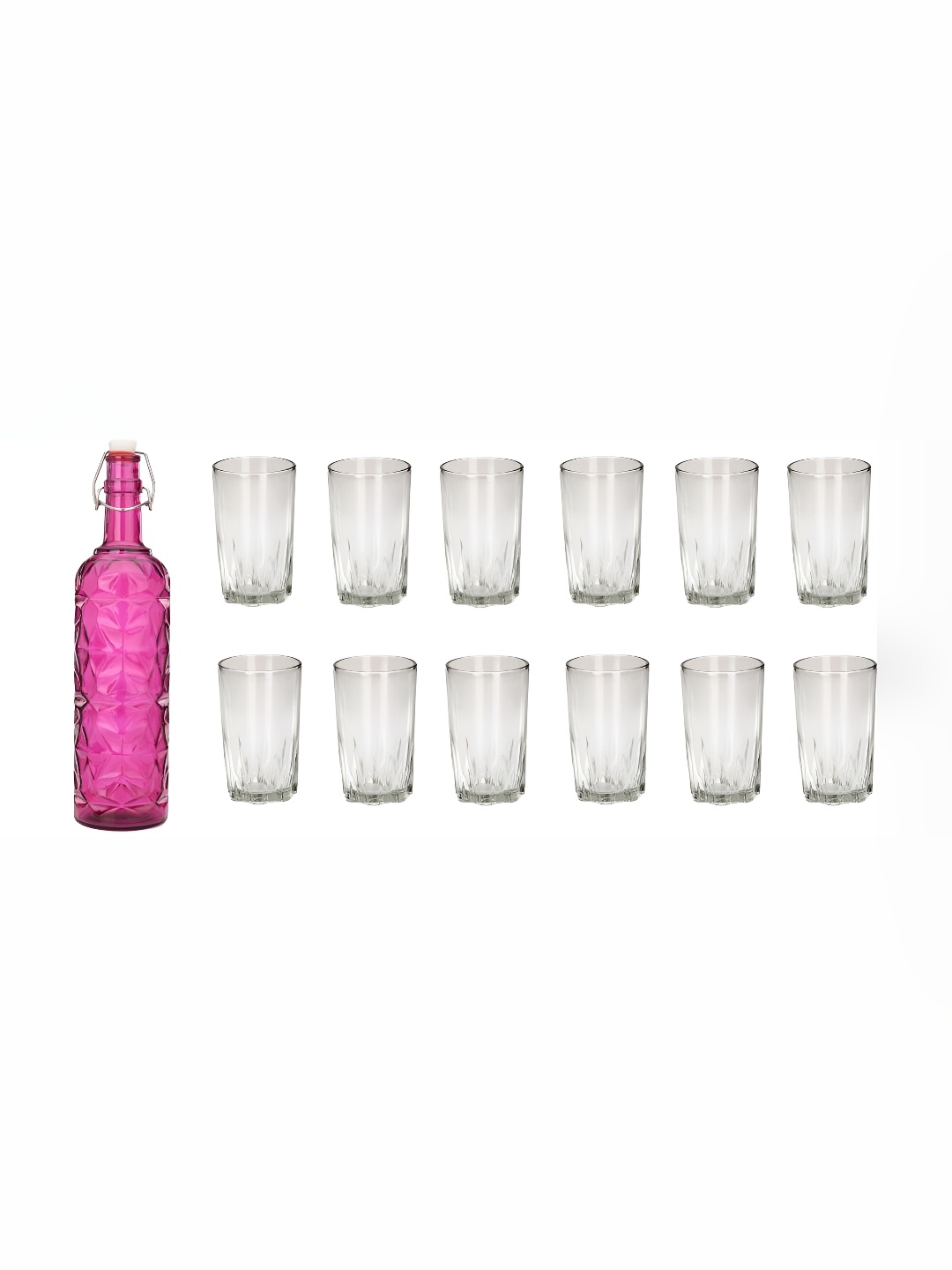 

Afast 12 Pieces Pink & Transparent Glasses With Water Bottle