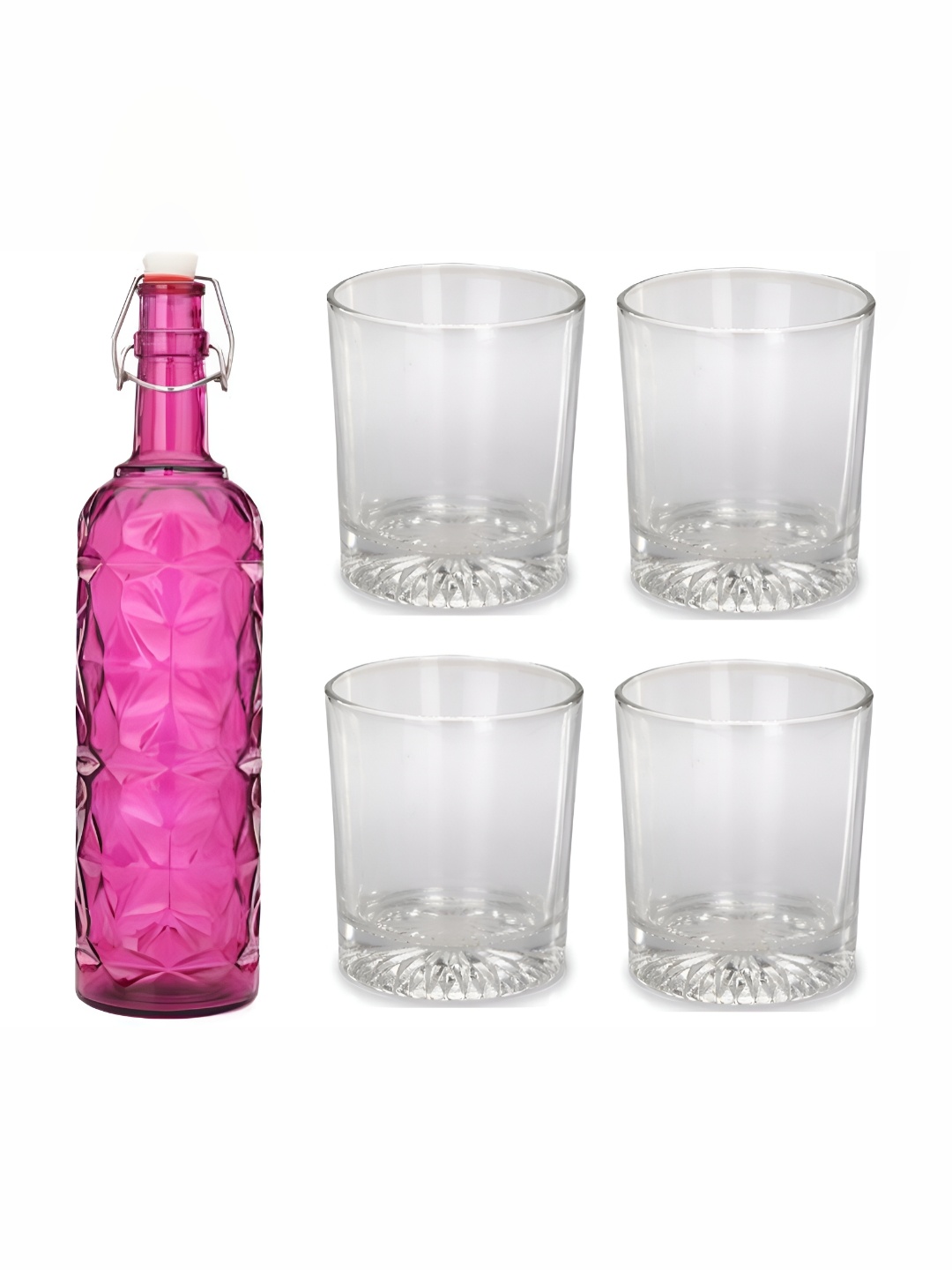 

Afast 5 Pieces Pink & Transparent Glasses With Water Bottle