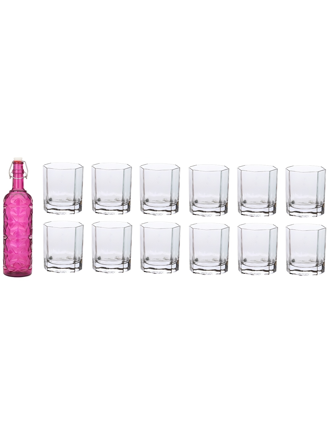 

Afast 13 Pieces Pink & Transparent Glasses With Water Bottle