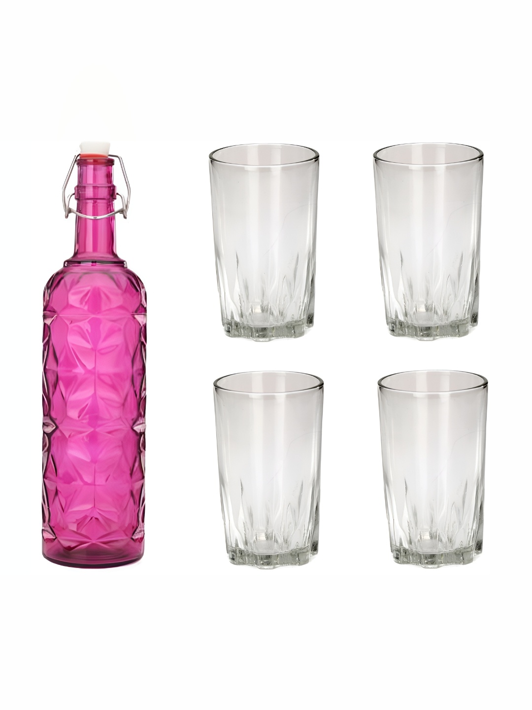 

Afast 5 Pieces Pink & Transparent Glasses With Water Bottle