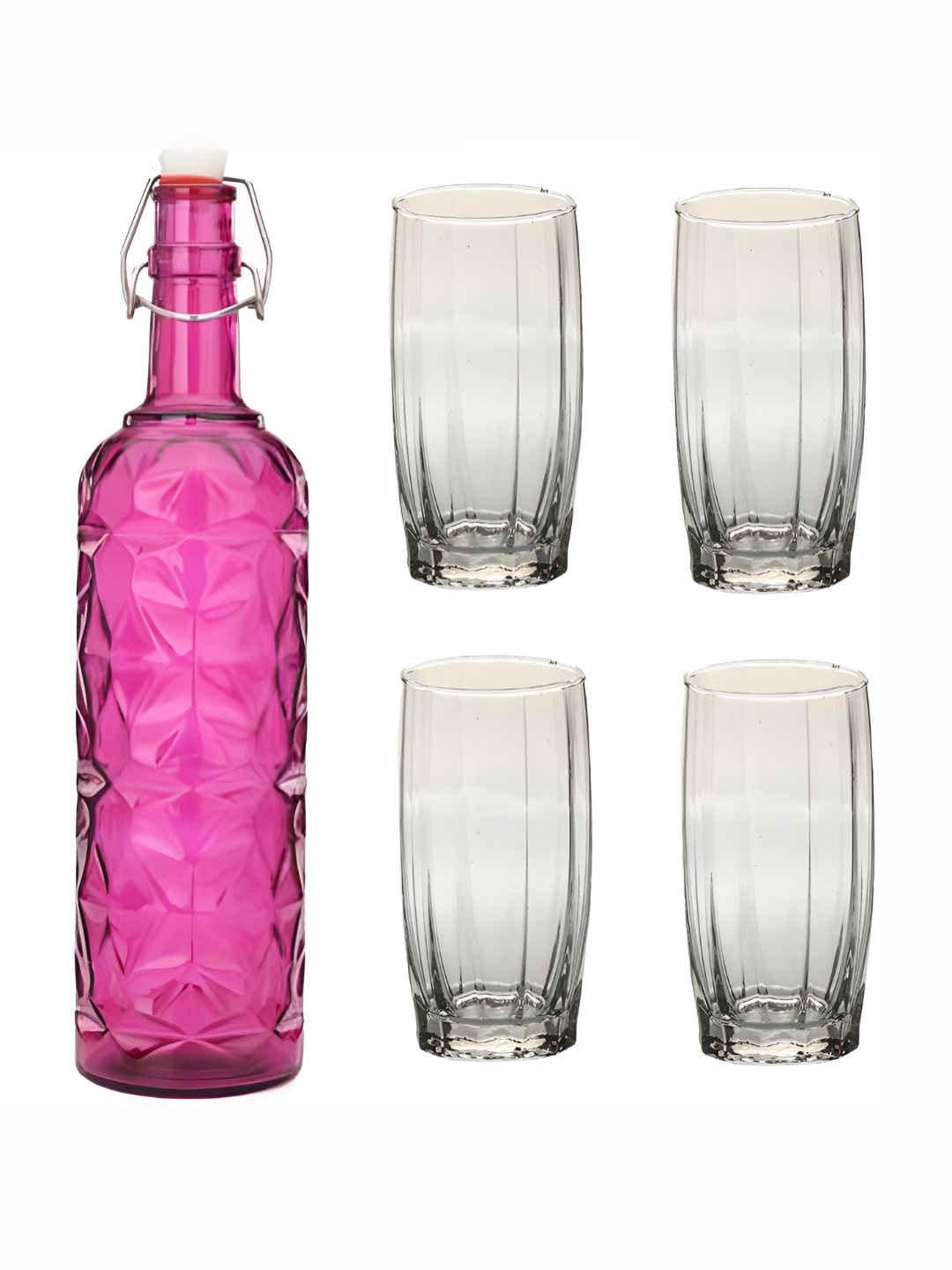 

Afast 5 Pieces Pink & Transparent Glasses With Water Bottle