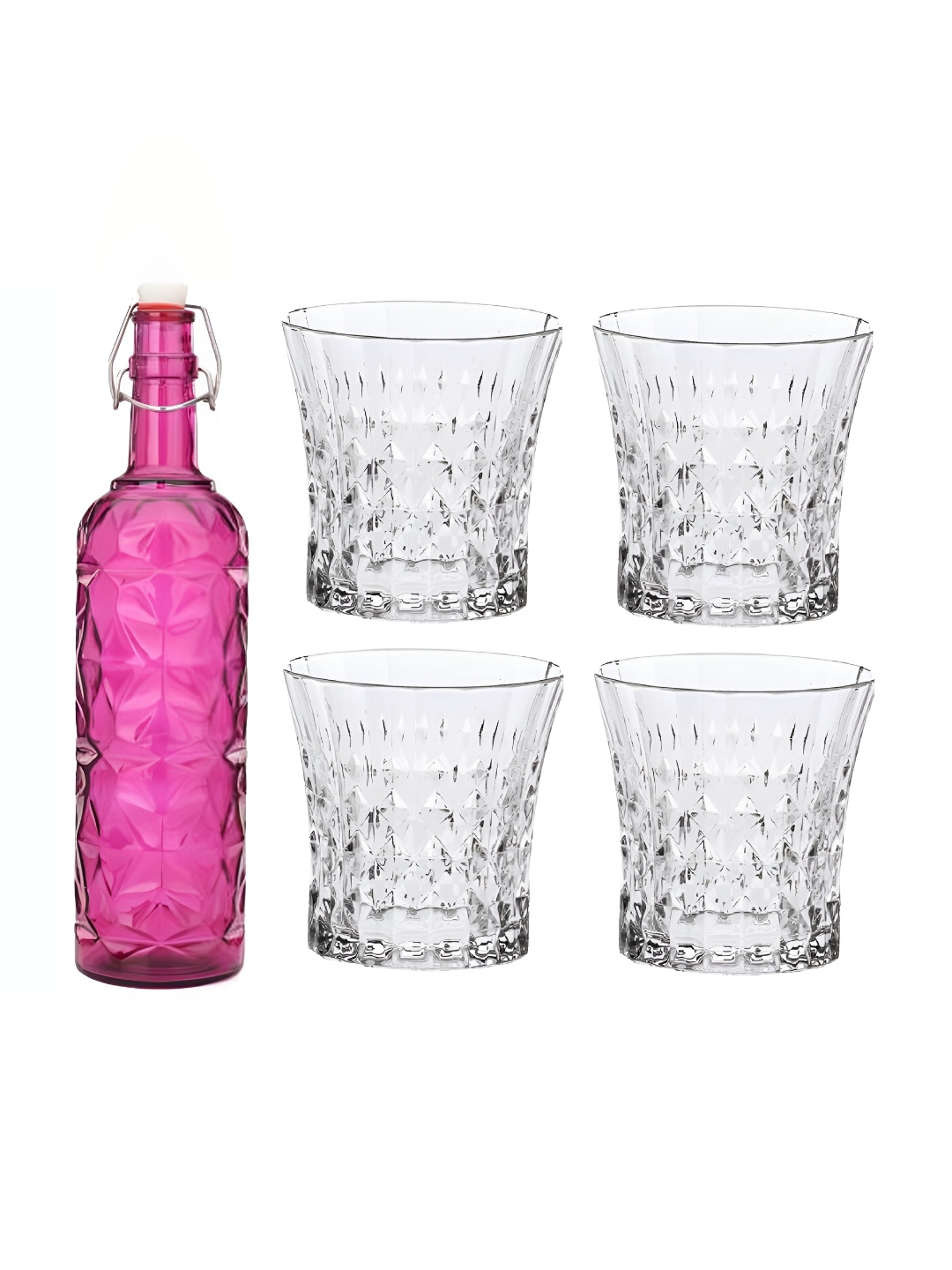 

Afast 4 Pieces Pink & Transparent 5 Pcs Water Bottle & Glasses