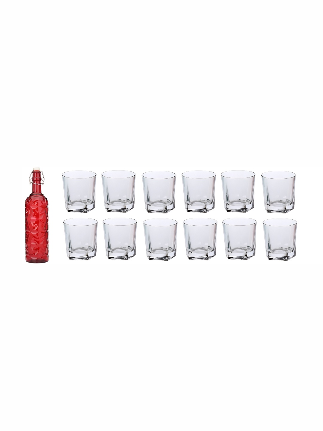 

Afast 12 Pieces Red & Transparent Glasses With Water Bottle Set
