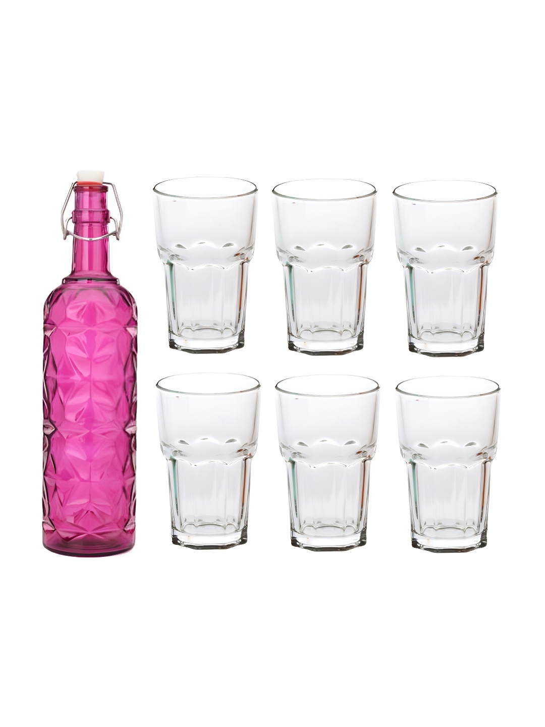 

Afast Pink & Transparent 7 Pcs Glasses With Water Bottle Set