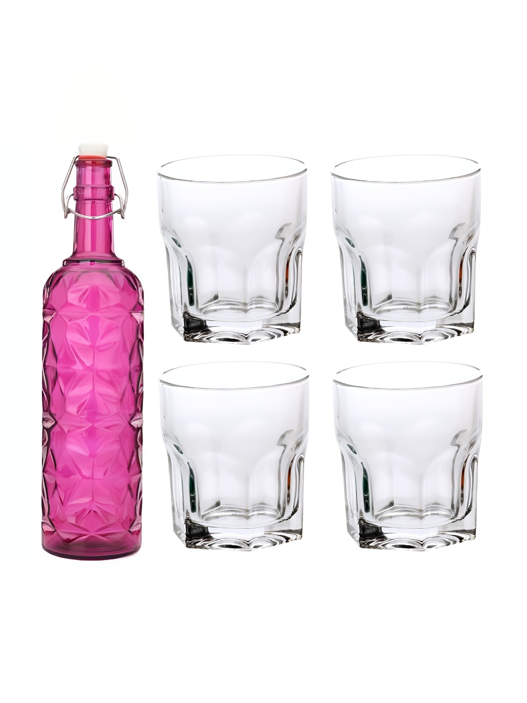 

Afast Pink & Transparent 5 Pcs Glasses With Water Bottle