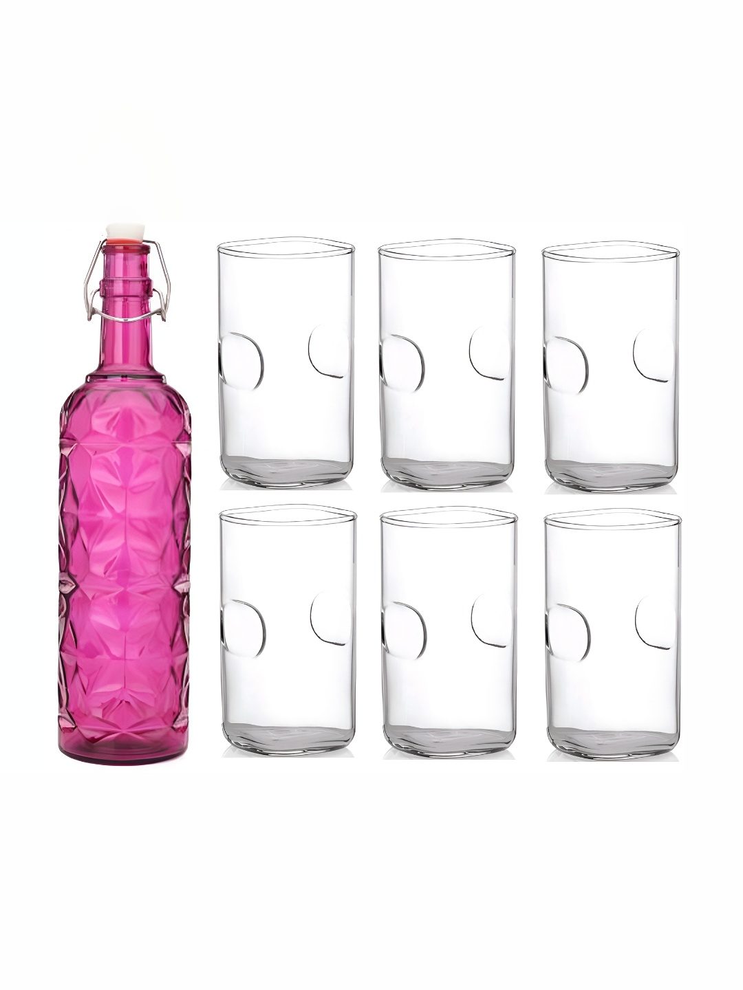 

Afast Pink & Transparent 7 Pcs Glasses With Water Bottle Set