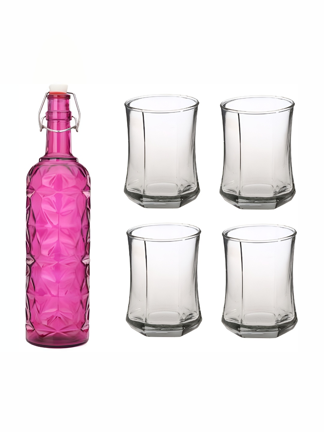 

Afast Pink & Transparent 5 Pieces Glasses With Water Bottle Set