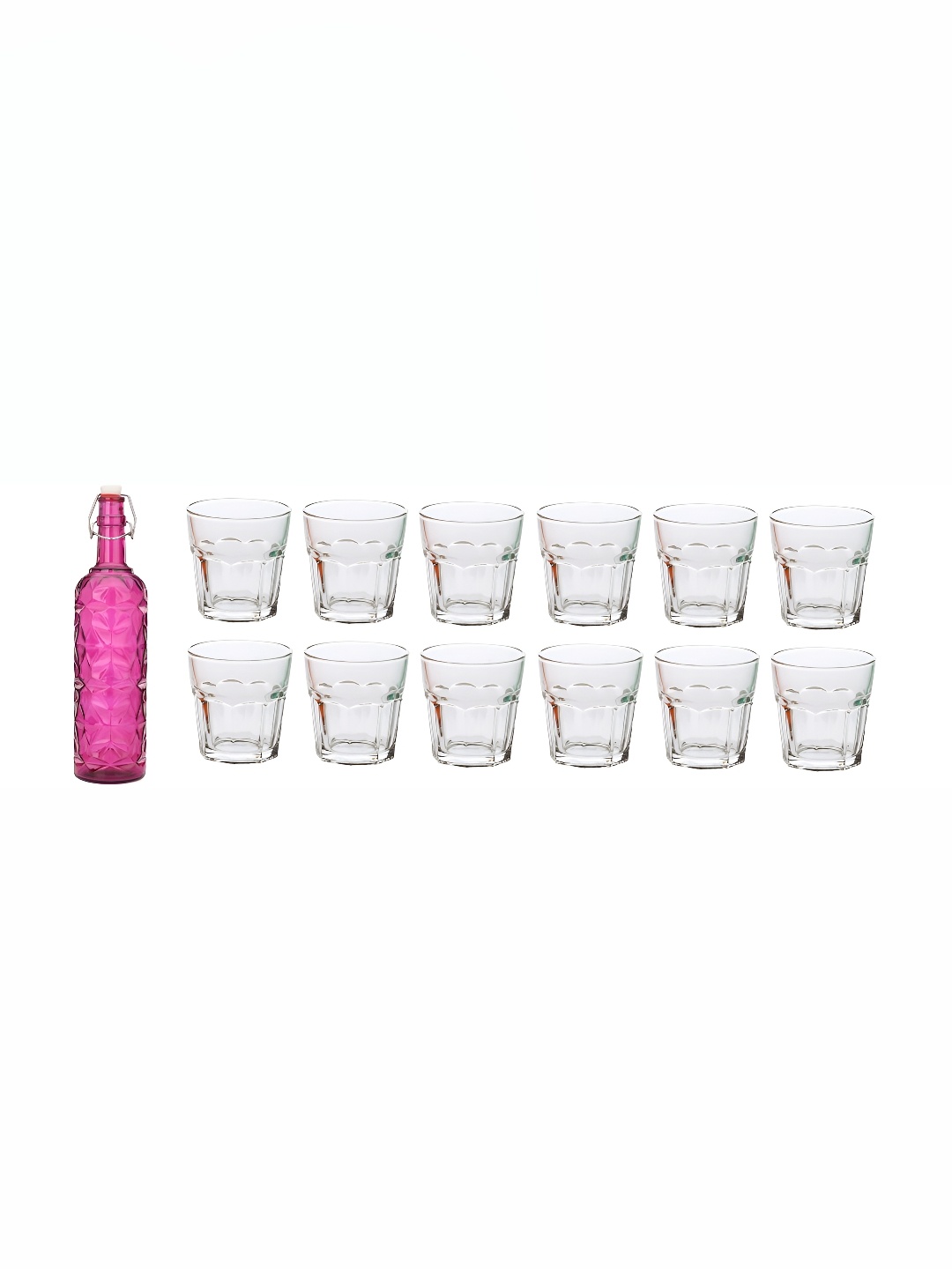 

Afast Pink & Transparent 12 Pieces Glasses With Water Bottle Set