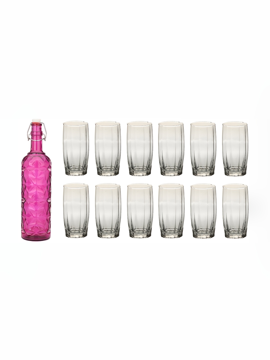 

Afast Pink & Transparent 12 Pieces Glasses With Water Bottle Set
