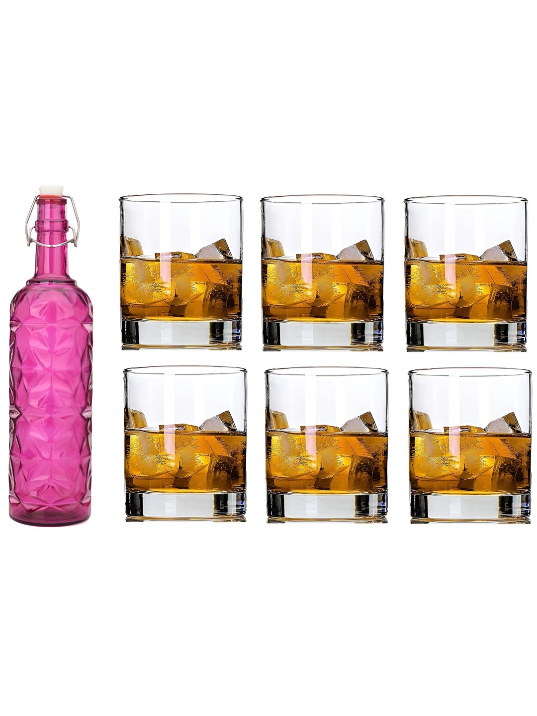 

Afast Pink & Transparent 7 Pieces Glasses With Water Bottle Set