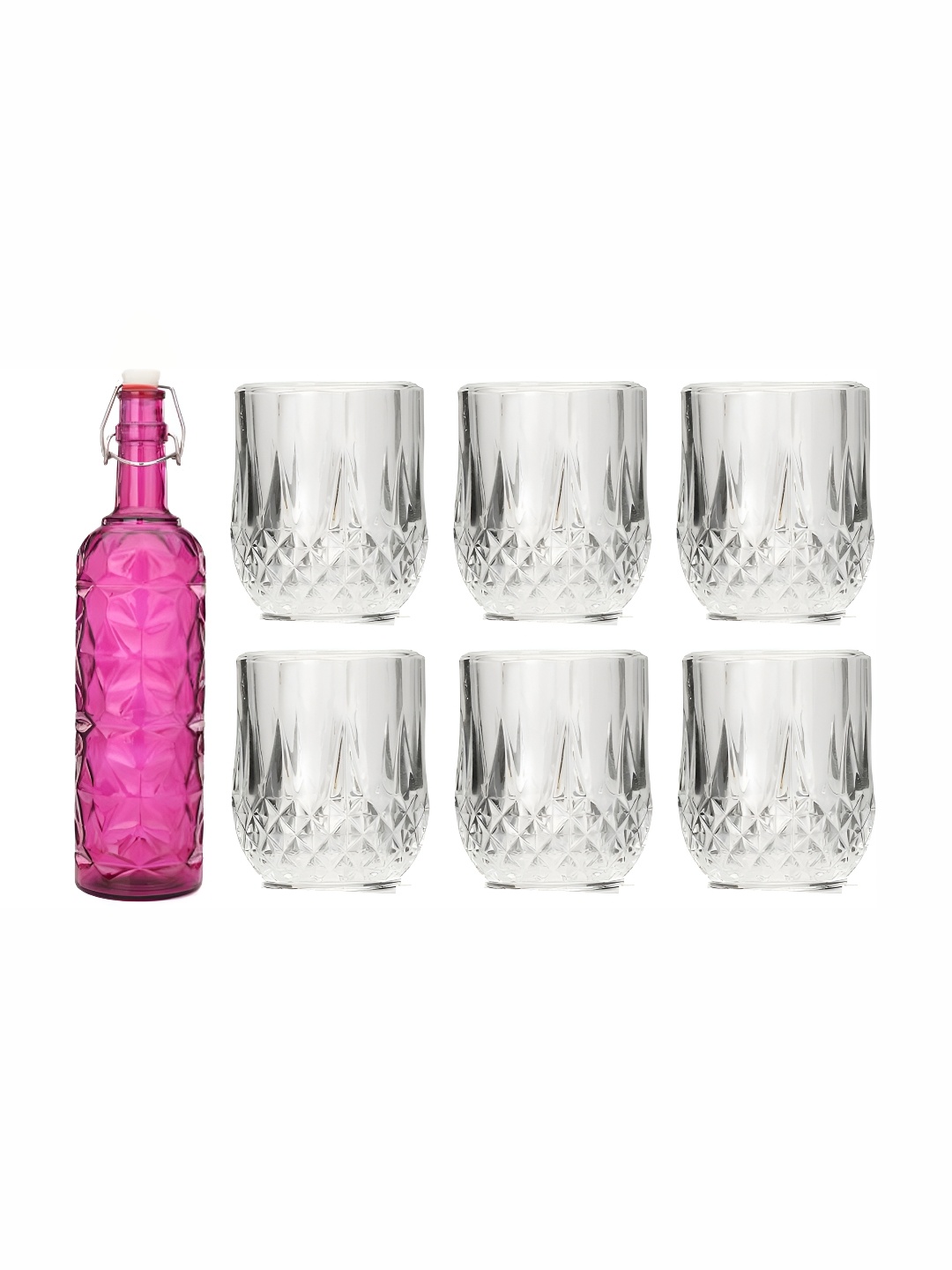 

Afast Pink & Transparent 7 Pieces Glasses With Water Bottle Set