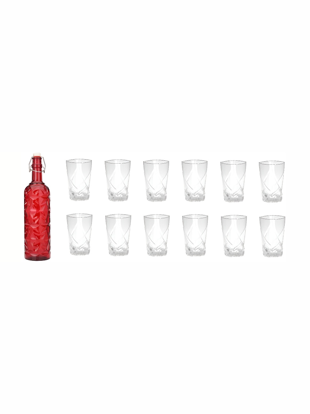 

Afast Red & Transparent 13 Pieces Water or Juice Glasses With Water Bottle