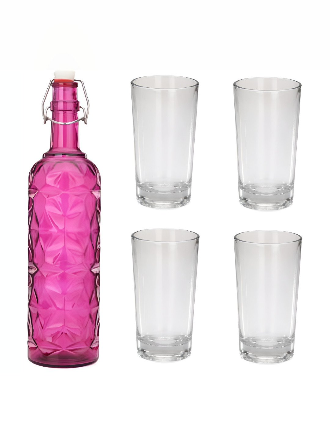 

Afast Pink & Transparent 5 Pieces Water or Juice Glasses With Water Bottle