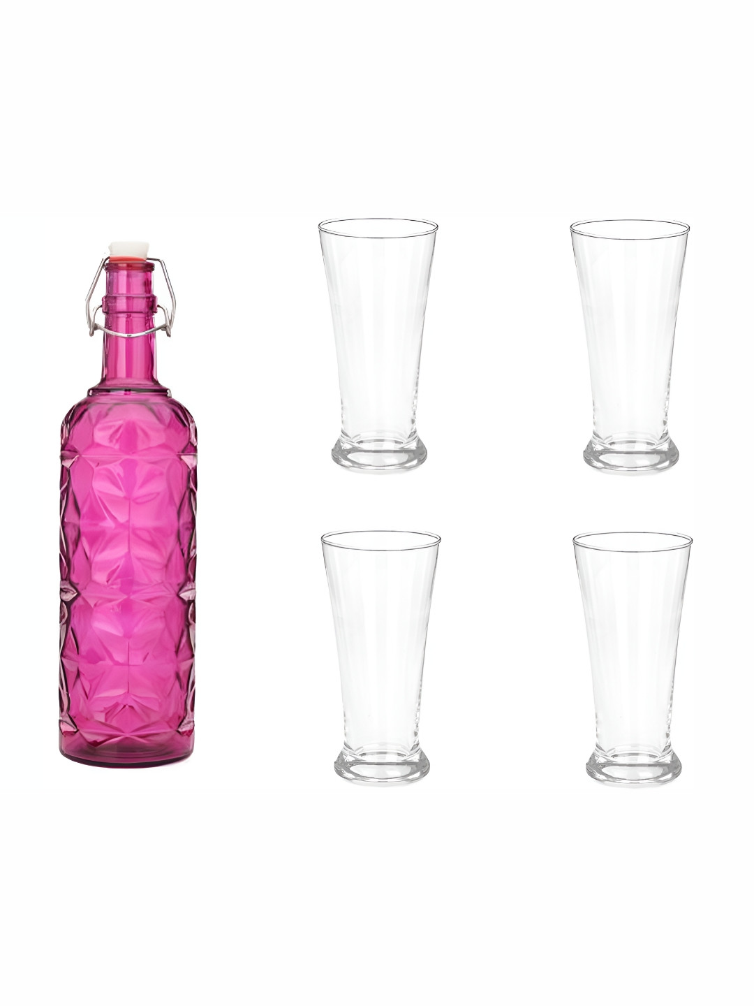 

Afast Pink & Transparent 5 Pieces Glasses With Water Bottle